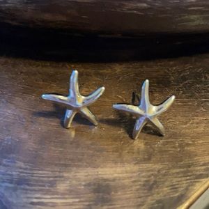 Silver starfish earrings